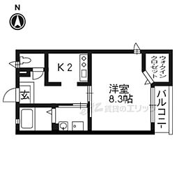 京阪本線 清水五条駅 徒歩11分の賃貸アパート 2階1Kの間取り