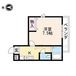 京福電気鉄道北野線 北野白梅町駅 徒歩6分の賃貸マンション 3階1Kの間取り