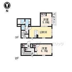 Arvo壬生森町 2LDKの間取図画像
