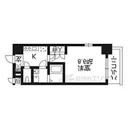 エスリード烏丸五条駅前 1Kの間取図画像