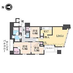 ブランズ京都河原町通 3LDKの間取図画像