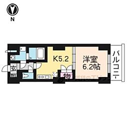 プラザ堀川寺之内 1DKの間取図画像