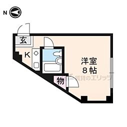 GRANDVALUE出町柳 1Kの間取図画像