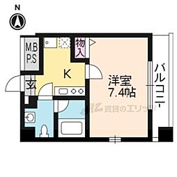 ノースサイド1東館 1Kの間取図画像