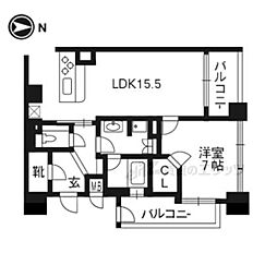 THERESIDENCE京都東洞院四条 1LDKの間取図画像