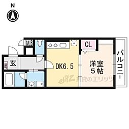 カーサ鞍馬口 1DKの間取図画像