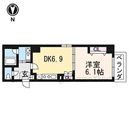 アスヴェル京都西大路御池 1DKの間取図画像