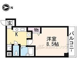 エムズ・ミニヨン下鴨 1Kの間取図画像