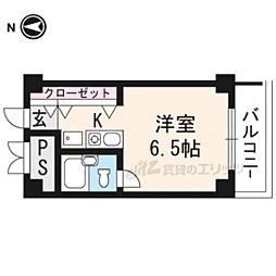 第2百合マンション 1Kの間取図画像
