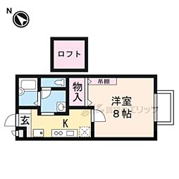 セジュール鴨土 1Kの間取図画像
