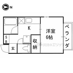 松見荘 1Kの間取図画像