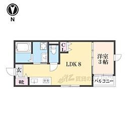 Luana御所西 1LDKの間取図画像