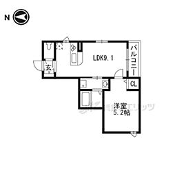 シャーメゾン伊勢屋 1LDKの間取図画像