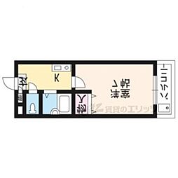 シューパレス 1Kの間取図画像