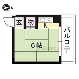 うずまさハイツ 4階ワンルームの間取り