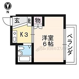 西ノ京ハイツ 4階1Kの間取り