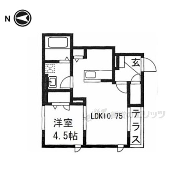 京都府京都市右京区太秦辻ケ本町(賃貸アパート1LDK・1階・40.82㎡)の写真 その2