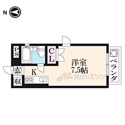 ツインヒル館 1階1Kの間取り