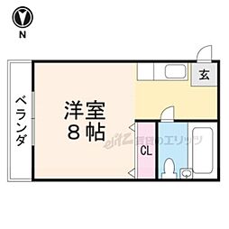 CASA CARINA 3階ワンルームの間取り
