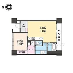 シャリマー西大路 4階1LDKの間取り