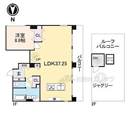 京都地下鉄東西線 太秦天神川駅 徒歩5分の賃貸マンション 5階1LDKの間取り