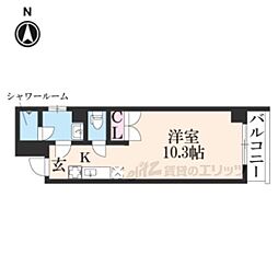 バウハウス富小路三条 5階ワンルームの間取り