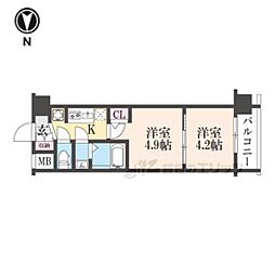 京都市上京区千本通上長者町下る革堂前之町マンション 2Kの間取図画像