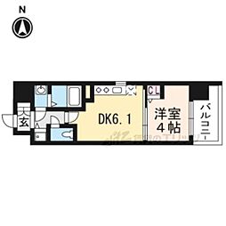 京都地下鉄東西線 太秦天神川駅 徒歩5分の賃貸マンション 1階1DKの間取り