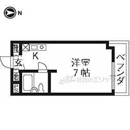 京都地下鉄東西線 西大路御池駅 徒歩5分の賃貸マンション 6階ワンルームの間取り