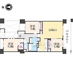 阪急京都本線 烏丸駅 徒歩2分の賃貸マンション 4階3LDKの間取り