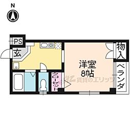 パレステージ二条 4階1Kの間取り