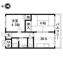 井正マンション 3階2DKの間取り