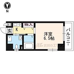 プレジール西院 6階1Kの間取り