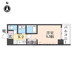 レグゼスタ京都駅西 2階1Kの間取り