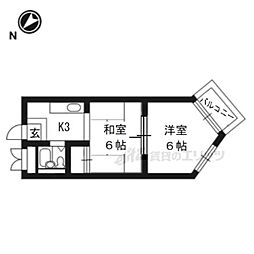 ブランドハウス京都二条城 4階2Kの間取り