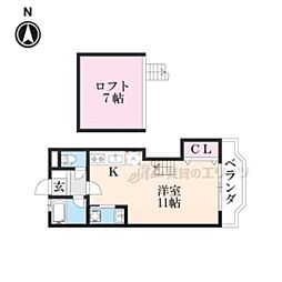 京福電気鉄道北野線 御室仁和寺駅 徒歩8分の賃貸マンション 3階1Kの間取り