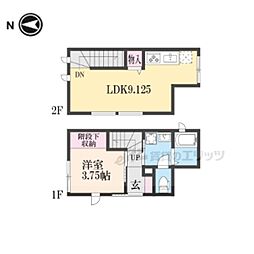 京都市営烏丸線 五条駅 徒歩3分の賃貸一戸建て 1階1LDKの間取り