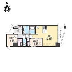 ソルテラスKYOTO西大路　瑠 3階2LDKの間取り