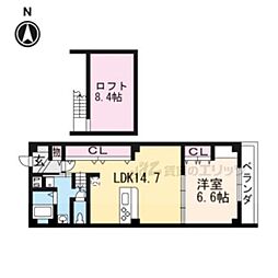 MORE河原町II 5階1LDKの間取り
