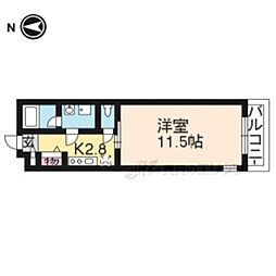 JR山陰本線 円町駅 徒歩10分の賃貸マンション 2階1Kの間取り