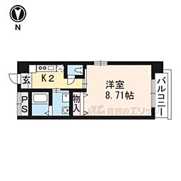 阪急京都本線 烏丸駅 徒歩3分の賃貸マンション 4階1Kの間取り