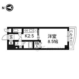 プリモ・レガーロ西京極 2階1Kの間取り