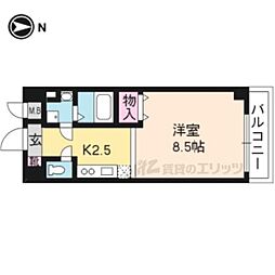 阪急京都本線 西京極駅 徒歩9分の賃貸マンション 4階1Kの間取り