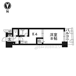 エスリード河原町第3 1DKの間取図画像