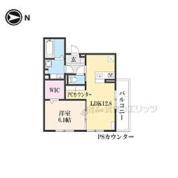 Ｍ’ｓハイツ千本三条 2階1LDKの間取り