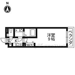 ファーストコート五条若宮 4階1Kの間取り