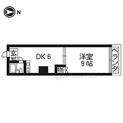 エスポワール田中壱番館 2階1DKの間取り