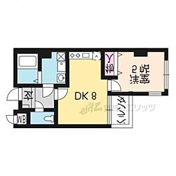 シルクシティ花 3階1DKの間取り