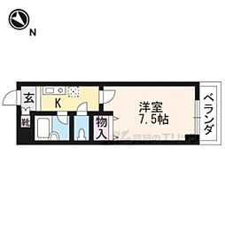 フレーズIII 3階1Kの間取り