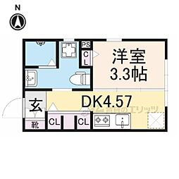 グレース京都二条 1階1Kの間取り